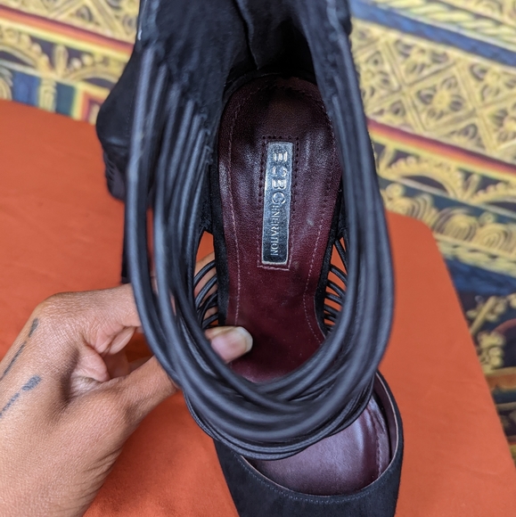 BCBGeneration Caliko Women's Size 7.5 M Black Suede High Heel Strappy Shoes - Picture 5 of 6